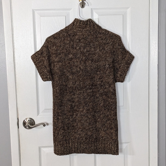 Cozy Acrylic Knit Short Sleeve Brown Sweater Top from Black Crimson NY Size M - Picture 3 of 7